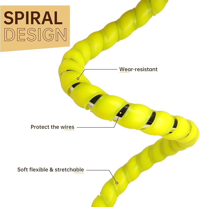 Spiral Cable Wrap, 10ft Cable Sleeves for Cords, Flexible Cable Management Sleeve for Computer, Power, Audio & Video Cords (Yellow, 5/16")