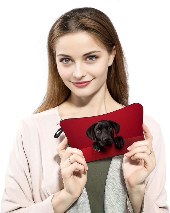 Black Labrador Makeup Bag for Women Travel Cosmetic Organizer Bag Teacher Appreciation Gifts Small Zipper Toiletry Bag Dog Gifts for Dog Lovers