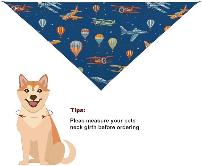 Pet Scarf for Small and Large Dogs Party Supplies, Casual Daily Use, Washable Cartoon Airplanes Lightweight Pet Fashion Accessories