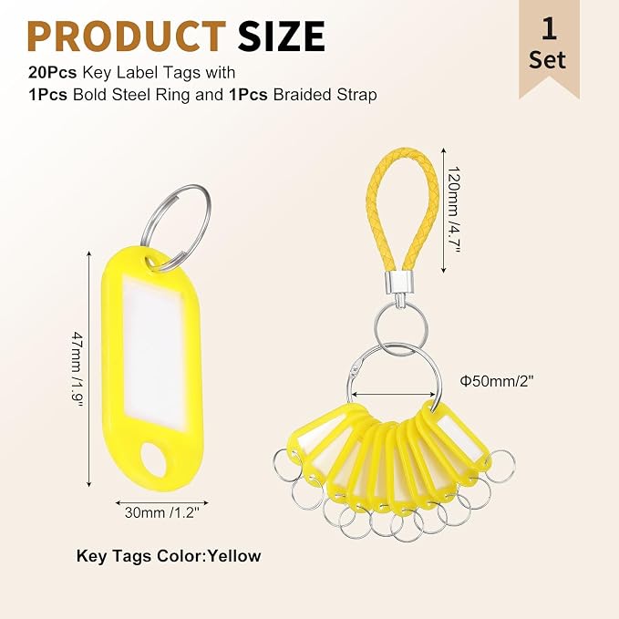 PATIKIL Key Tags with Labels, Key Organizer Keychain Markers Tags Holder with Bold Steel Ring and Braided Strap for Office