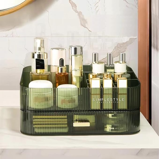 Stackable Makeup Storage Drawers, Bathroom Counter Organizer. | Drawers Can be Stacked, Cosmetic Display Case, Ideal for Make Up, Skincare, Perfume; Suitable for Dresser Top, Vanity