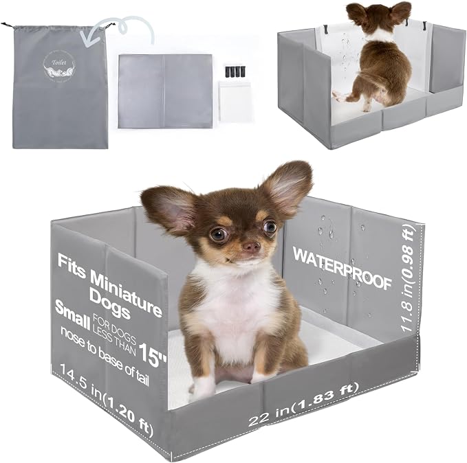 HQ4US 4LEGS Dog Litter Box Indoor High Walls, Puppy Pee Pad Holder Foldable | Dog Potty Tray, Small Dog Toilet with Clips, No Assembly,Waterproof, Easy Clean, No Spill, Seamless, Portable for Travel