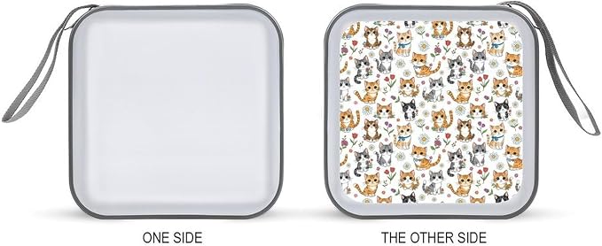 Hard Shell DVD CD Organizer Kawaii Cat Kitten, 40-Disc Storage Binder with Zipper Closure, Portable Protective Case for Travel Home
