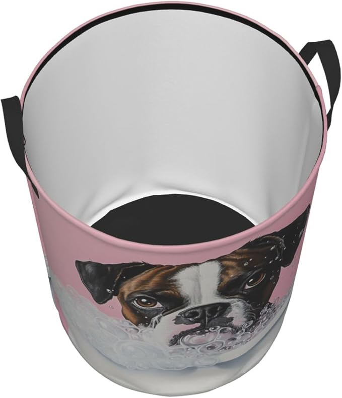 13.8x16.5 Inch Pinks Background Pet bubbles Laundry Basket, 38l | Portable clothing storage basket，foldable with handle, very for laundry rooms, bathrooms, student dormitories, home bedrooms