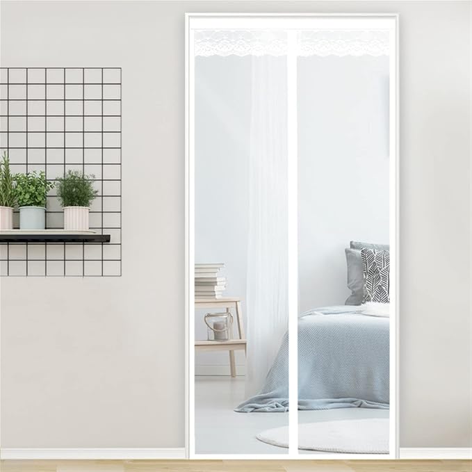 Magnetic Thermal Insulated Door Curtain for Air Conditioner Room/Kitchen Magnetic Screen Door with Hook & Loop Energy Loss Reduce Noise 31" x 76" Inch Clear White