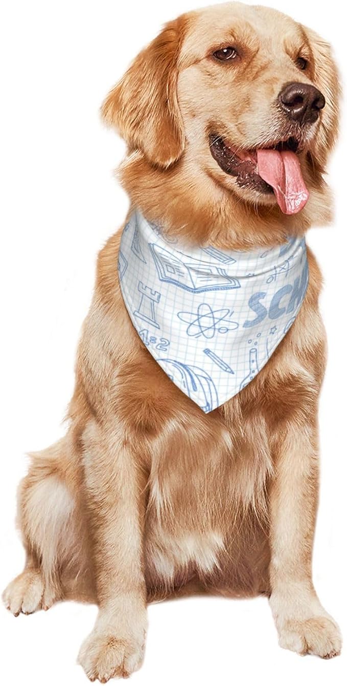 Teacher's Pet Dog Bandana,Funny Bandana Gift,Photo Prop Accessories for Dog Lovers Owner Gift,Triangle Reversible Fall Scarf, Adjustable (Light Blue)