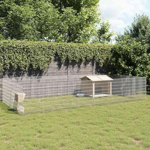 Large Galvanized Iron Animal Enclosure 31.5 x 170.1 x 85 in Silver, Expandable Outdoor Pet Cage for Rabbits Guinea Pigs, Weather-Resistant Playpen for Indoor Backyard