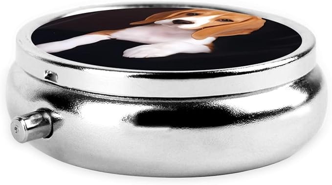 Lovely Pet Dog 3 Compartment Medicine Pill Case, Printed Travel Pill Box for Purse & Pocket, Cute Portable Pill Organizer Box Medicine Vitamin Holder Organizer