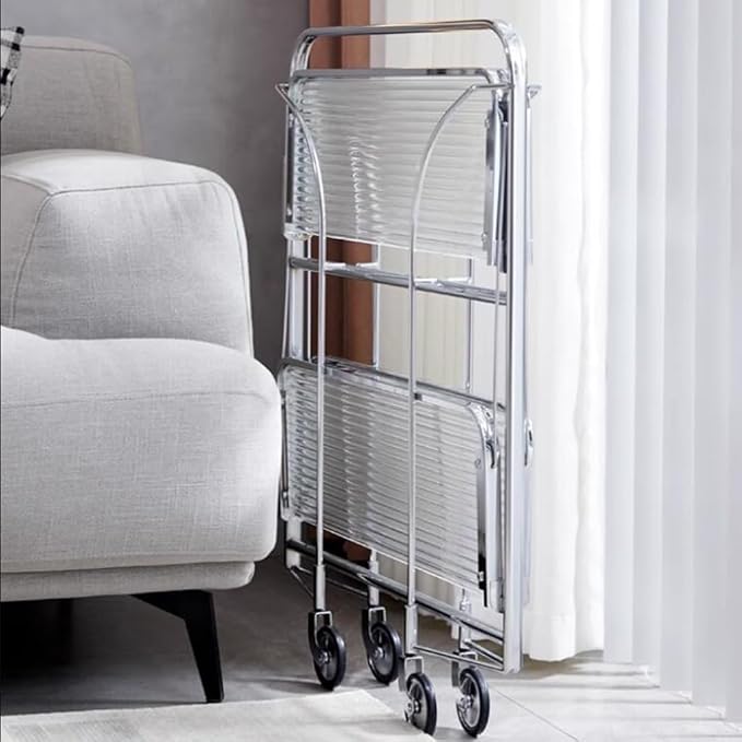 Folding Bar Cart with Wheels & Handle - Home Serving Trolley for Coffee, Tea Drinks Rolling Beverage Storage Kitchen Party (Gray)