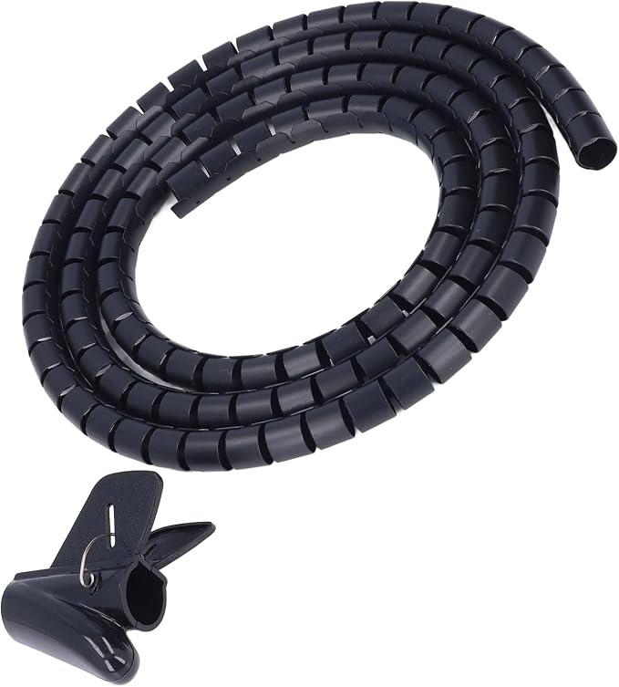 Spiral Cable Wrap Organizer 20mm | Cord Management for Home/Office/Pet Protection | Flexible Wire Tube Cuts to Length | Tidy TV/DVD/PC Cables (1.5m/4.9ft)