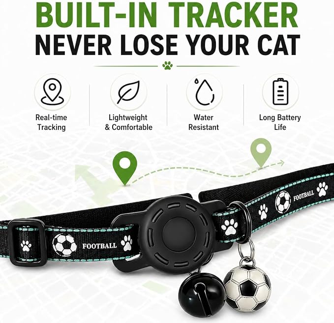 GPS Collar for Cats,Pet Tracker (Android Only) Smart tag,Waterproof Compatible with Google Find My,No Monthly Fee,Advanced Tracking Solution Smart Collar for Pet Safety Ideal Small Large Cats
