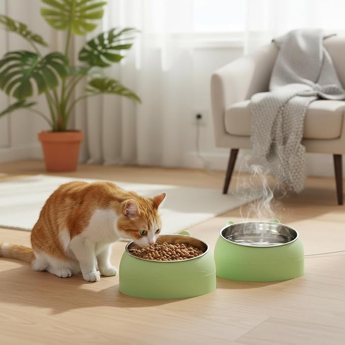 Heated Pet Bowl 1.5L Slanted Water Dispenser 15 Degree Angle On Off Switch for Dogs Cats Prevents Freezing Below 32掳F Winter Outdoor Use Comfortable Drinking Posture