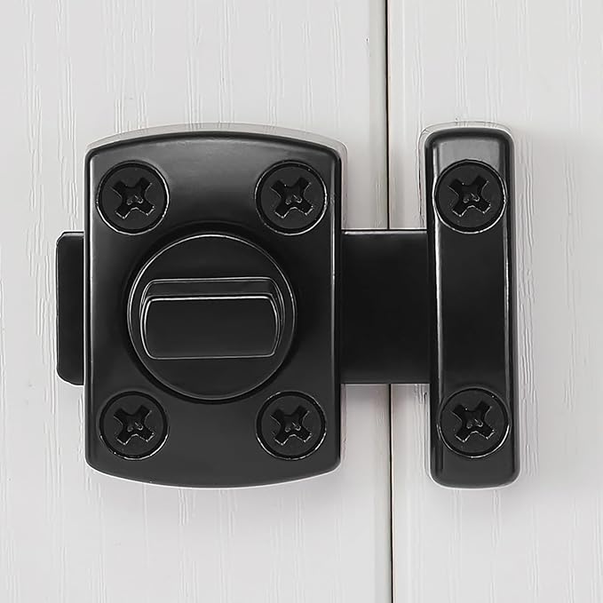 4 Pcs Black Rotating Bolt Latch,Zinc Alloy Cabinet Lock_S | Pet Door Lock, Barn Door Latch,for Drawer,Storage Box,Locker,Closet,Pet Cage,Wine Cabinet,Protect Privacy