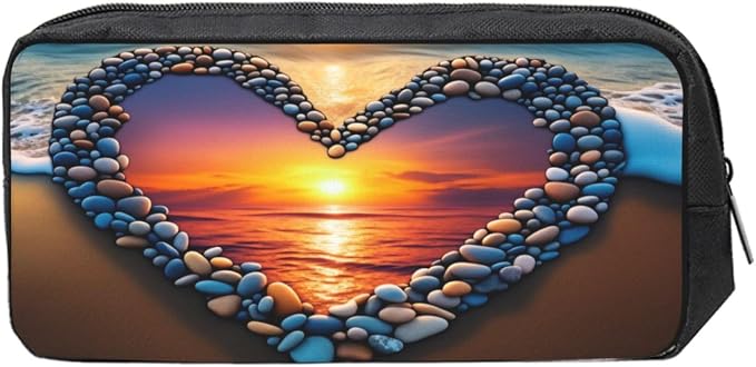 Love Beach Large Pencil Case, Durable Pen Bag Zipper Organizer Pouch for Office Travel for Women Men