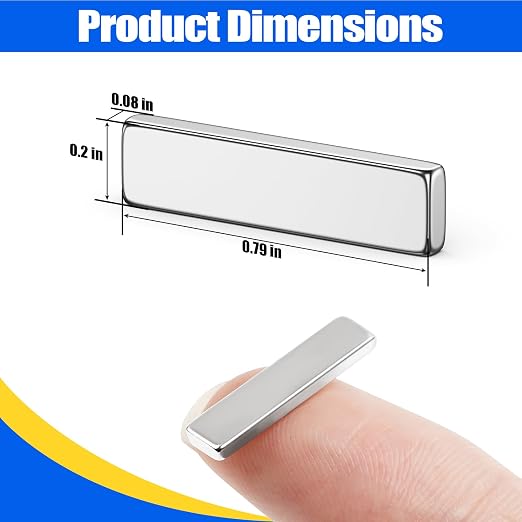 FINDMAG Small Bar Magnets, 100 Pack 20x5x2mm, Strong Rare Earth Magnets | Slim neodymium magnets with a flat rectangular profile; for lockers, whiteboards, crafts, office organizers and models