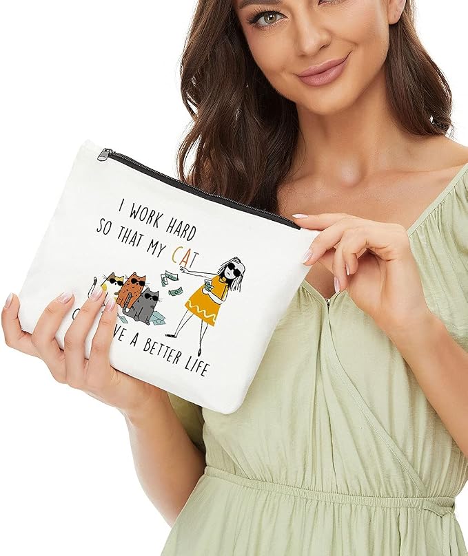 Funny Cats Makeup Bag, Cat Lover Gifts Cosmetic Bag, Cute Cat Gifts | Portable Travel Toiletry Bags, Christmas Birthday Gifts for Women Girls Sister Friends Cats Mom