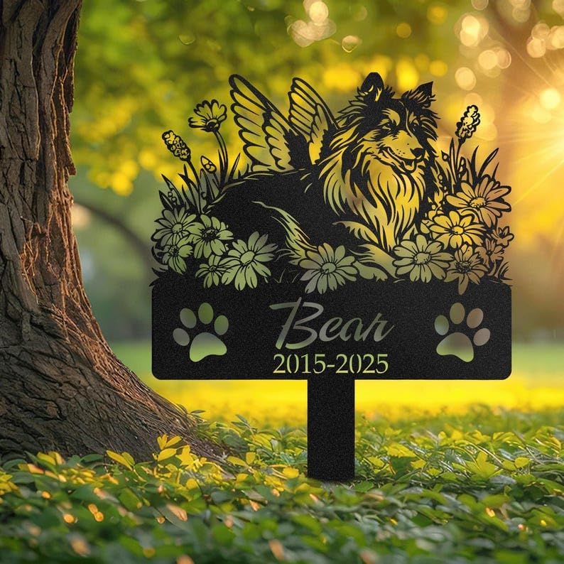 Personalized Shetland Sheepdog Memorial Stake, Dog Yard Sign