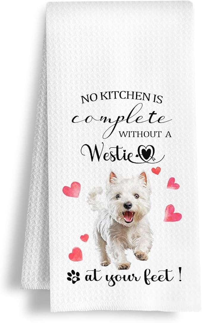 West Highland Terrier Gifts Kitchen Towels, Westie Gifts for Women Men Dish Tea Towels, Gift for Dog Lovers Owners Decorative Hand Towel for Kitchen, 16x24 Inch