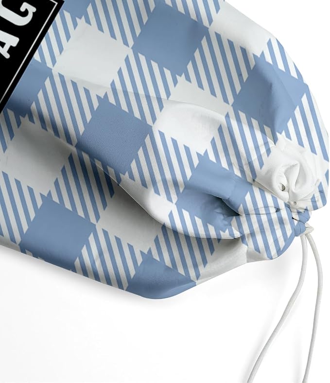 Plastic Bag Holder,Reusable And Washable Grocery Bag organizer,for Home Kitchen Travelling Camping Decor, use 1 Pack, Blue And White Checkered Pattern