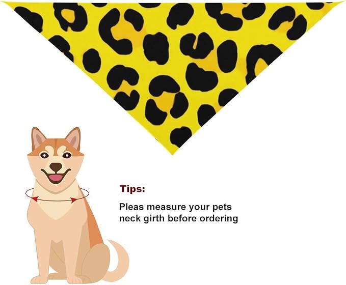 Soft and Lightweight Pet Accessories Scarf Animal Skin Cheetah Leopard Leather Print Yellow for Small, Medium, Large Dogs and Cats Travel, Beach Vacation, Daily Use