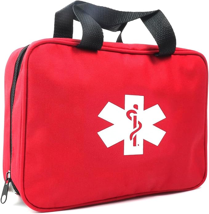 Red First Aid Bag Empty Travel Rescue Pouch First Responder Storage Medicine Emergency Bag for Car Home Office Kitchen Sports Outdoors (Red QZB)
