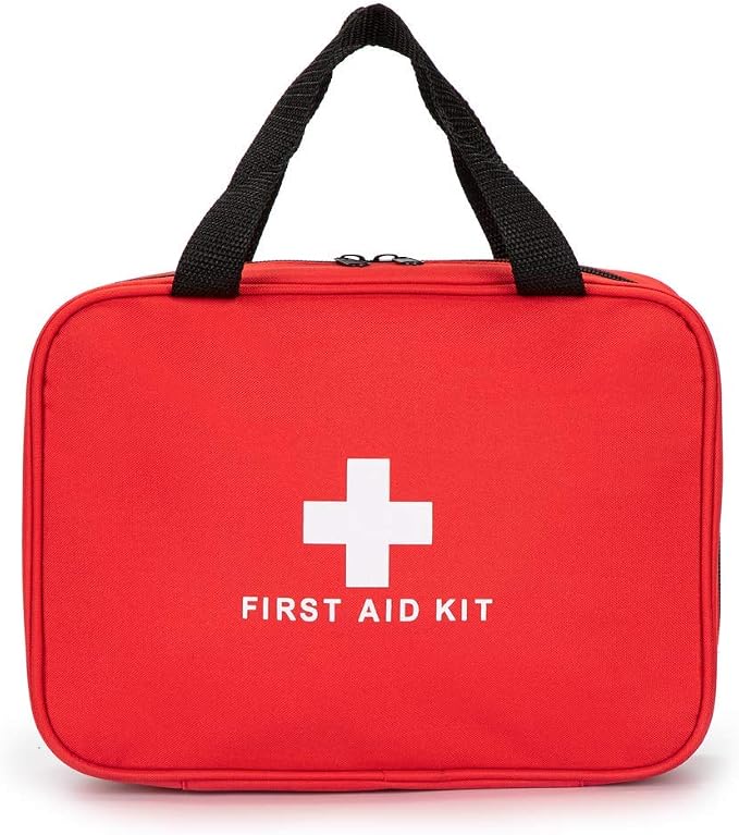 Red First Aid Bag Empty Travel Rescue Pouch First Responder Storage Medicine Emergency Bag for Car Home Office Kitchen Sport Outdoors (Red with Zippered Mesh Bags)