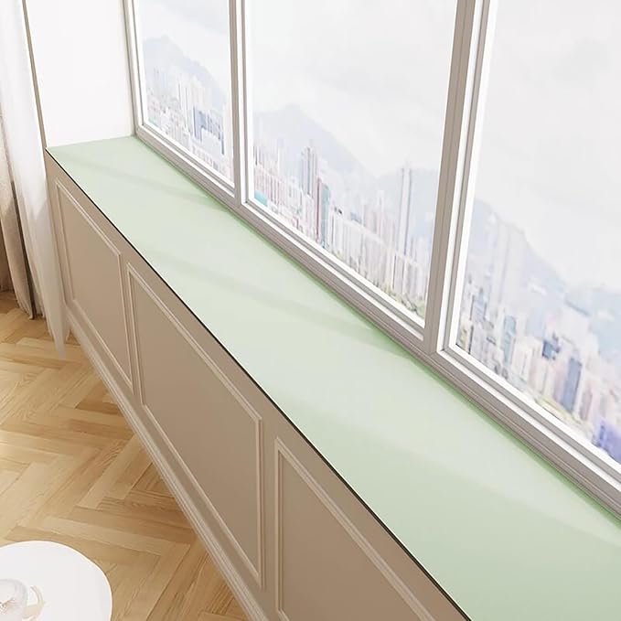Cut-to-fit Narrow Window Sill Mat,Absorbent Window Sill Cushion Pad Non-Slip Backing,Customizable Decorative Window Sill Protector Cover for Dog Cat Pets(59" L x 7.8" W, Green)