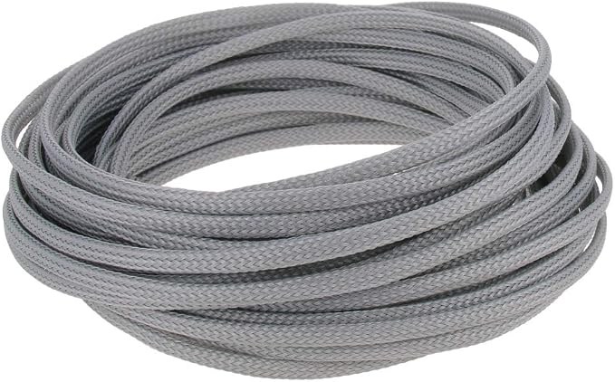 Heyiarbeit 10m/32.8ft PET Expandable Braid Cable Sleeving Flexible Wire Mesh Sleeve Grey 4mm