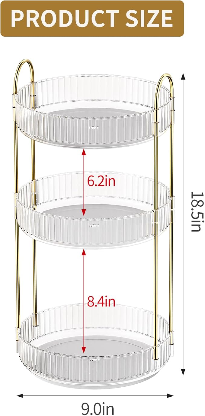 360° Rotating Makeup Organizer, Large Capacity Skincare & Cosmetics Storage | Skincare & Makeup Caddy, Bathroom Counter Organizer, Spinning Storage Tray for Perfume, Dresser, Bedroom, Vanity Countertop