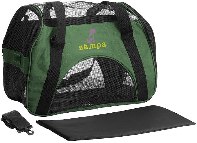 ZAMPA Soft Side Pet Travel Carrier TSA Approved, Under Seat Compatibility, airline approved for Large Cats, Medium Puppys, Small Dogs, 2 Openings, W/ Shoulder Strap.
