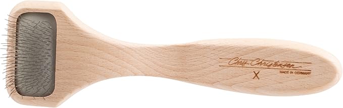 Chris Christensen Mark X Tiny Slicker Brush for Dogs, 12mm Pins, Groom Like a Pro, Handcrafted Lightweight Beechwood Ergonomic Handle, Stainless Steel Pins, A5X, XX-Small. Made in Germany.
