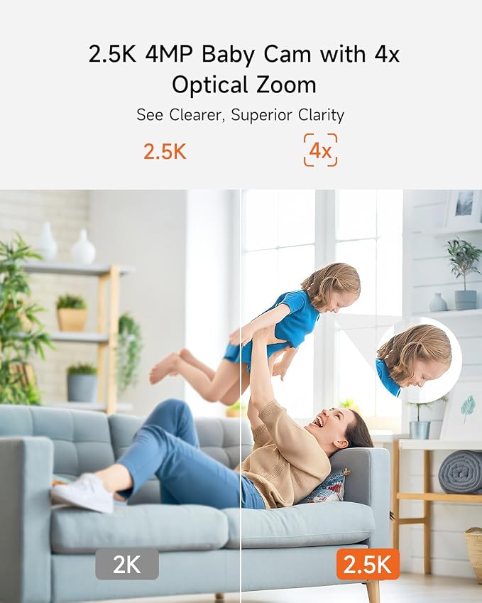 4MP Camera for Home Security, Free 32GB SD Card, Non-Subscription AI Human/Pet/Crying Detection, 2.5K Dog Cat Pet Camera with Phone APP, 360° Coverage, 2-Way Talk, IR Night Vision, 2.4G WiFi