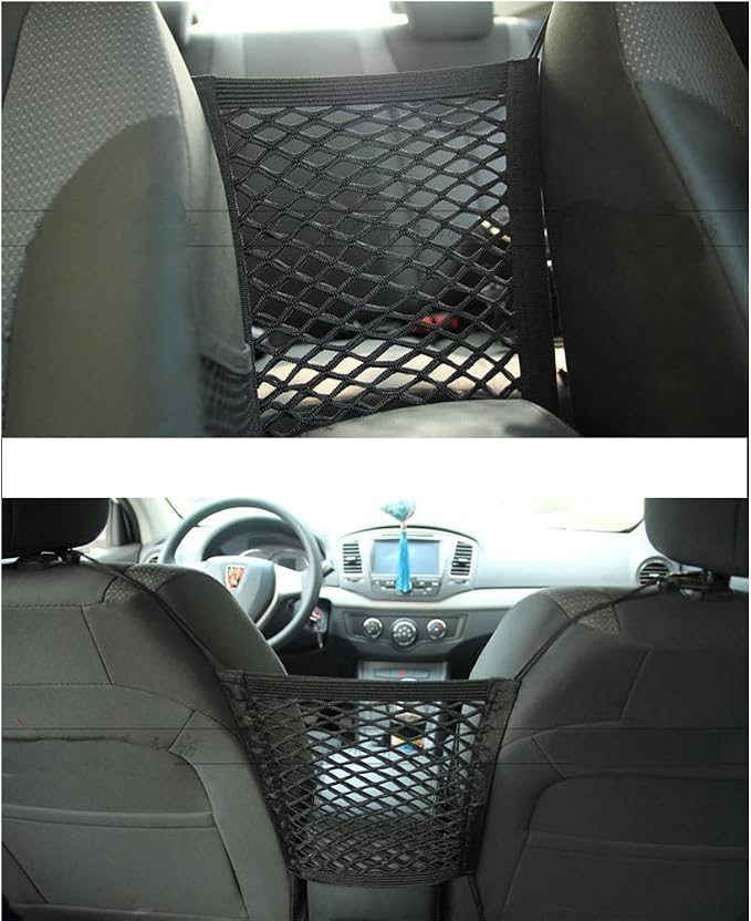 Jcsportline Car Mesh Organizer, Pet Barrier Safety Net Dog Barrier-Universal fits Cars, Jeeps, Trucks, Suvs, Vehicles, Dogs, Pets, Seatback, Front Seat, Heavy Duty and Portable, 9.4" W x 11.6"H(1PC)