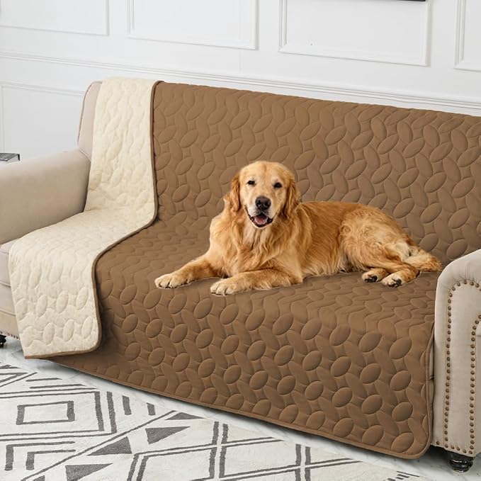 Ameritex Waterproof Pet Bed Cover Anti-Slip Dog Bed Blanket for Sofa and Furniture Waterproof New Pattern Design (Camel, 68x82 Inch (Pack of 1))
