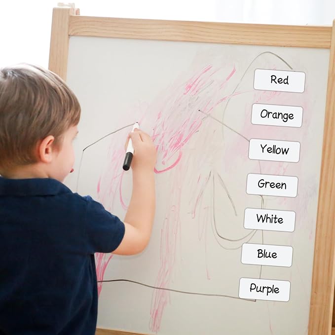 Dry Erase Magnetic Labels 3.1x1.2 Inch White, Reusable Magnetic Dry Erase Labels for Classroom Office Whiteboards，Pack of 40