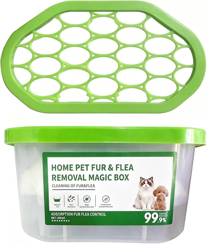 Automatic Pet Hair Collection Box, Portable Odor Removal Storage Bin, Multi use Fur Cleaning Container for Indoor Pet Spaces and Car Interior 1pc