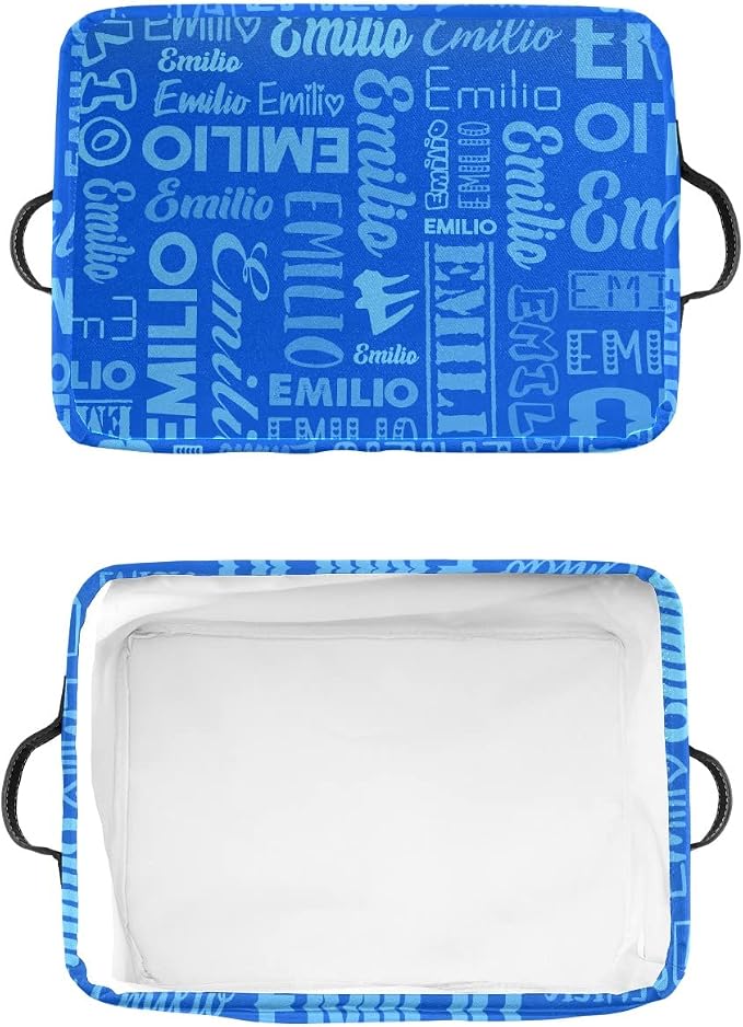 Personalized Toy Box Storage Bins for Boys Girls with Name, Kids Custom Storage Basket Cubes Organizer with Handles, Shelf Closet Storage Baskets Bin Customized Gift, 1 Pack