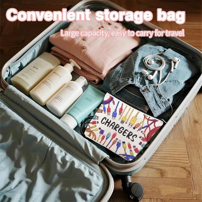 Charging Stuff Travel Bag Pouch Small Charger Cable Organizer Storage Case Ties Portable Earphone Holder Bag Charger Gift Bags Usb Cable Pouches Elastic Silicone Straps for Electronics Data Cord Wrap