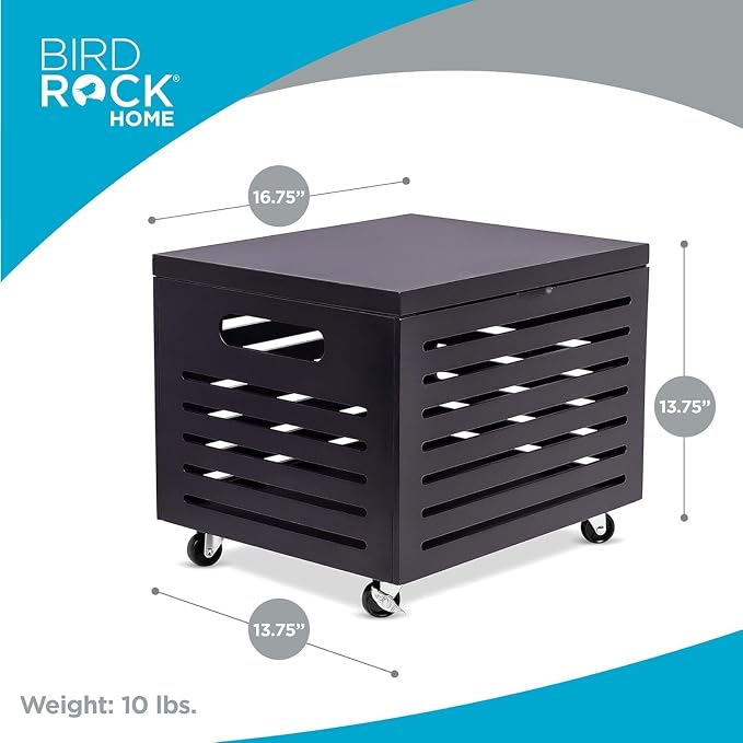 BIRDROCK HOME Bamboo Rolling File Storage Organizer Box with Lid - Decorative File Cabinet on Wheels, Portable File Box on Wheels, Mobile Filing Solution - Café Noir