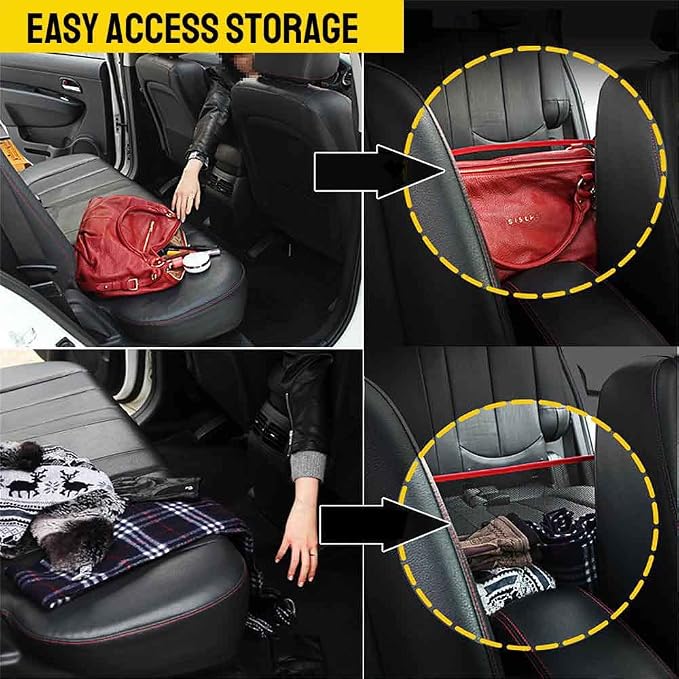 QBUC Car Net Pocket Handbag Holder, Mesh Cargo Car Storage Universal Storage Bag for Handbag Bag (Red)