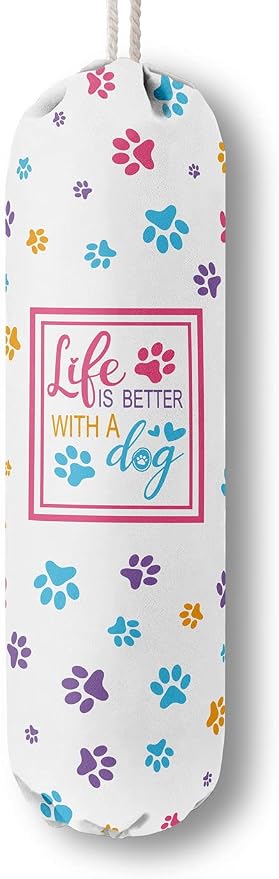 Funny Life Is Better With A Dog, Grocery Bags Holder Organizer For Shopping Bags, Wall Mount Plastic Bags Storage Container Dispensers, Gift For The Preferred Family And Friends
