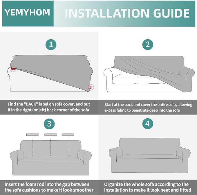 YEMYHOM Couch Cover Latest Jacquard Design High Stretch Sofa Covers for 2 Cushion Couch, Pet Dog Cat Proof Loveseat Slipcover Non Slip Elastic Furniture Protector (Medium, Leaf Pattern Light Gray)