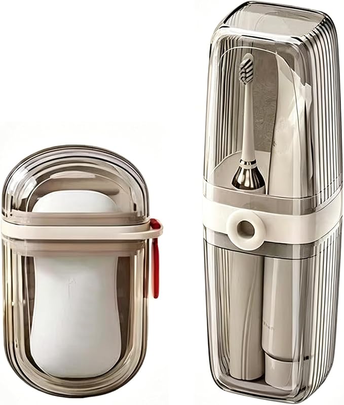 2 Pack Toothbrush Travel Case and Soap Travel Case, 2 in 1 Portable Travel Toothbrush Holder Leakproof Travel Soap Container Dish Tray Large Capacity Toothbrush Cup with Cover Travel Containers
