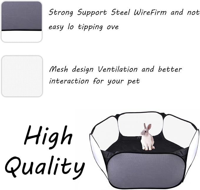 Small Animals Playpen, Portable Pop-up Open Interactive Pet Tent, Indoor Outdoor Fence for Rabbits, Guinea Pig, Hamster, Chinchillas, Kittens, Puppies