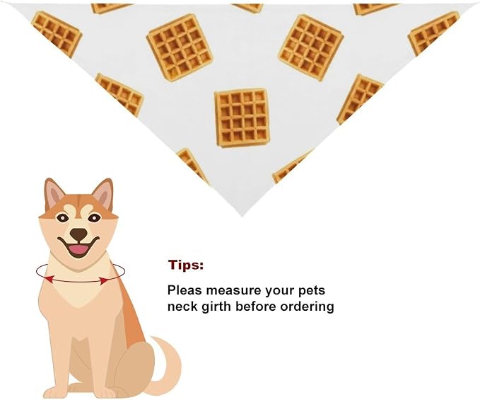 Lightweight Washable Pets Casual Fashion Scarf, Adjustable Comfy Brown and Yellow Waffles Handkerchief for Wedding, Party, Daily Use
