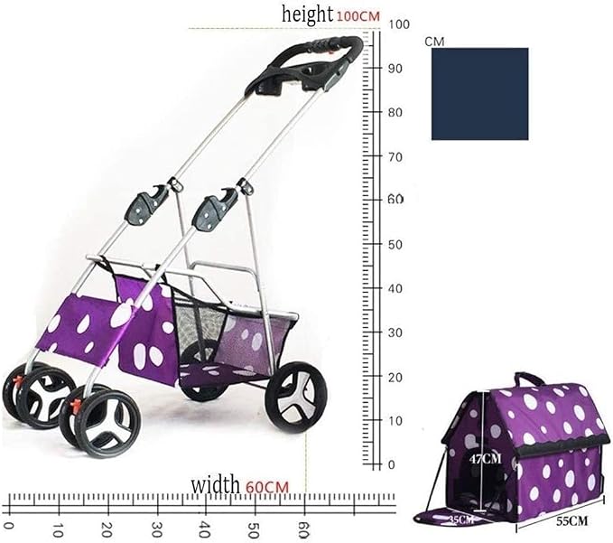 Double Dog Stroller Pet Stroller Travel Stroller Sitting Lying Foldable Lightweight Cart Cat Dog Carriers Bag (A) (C)