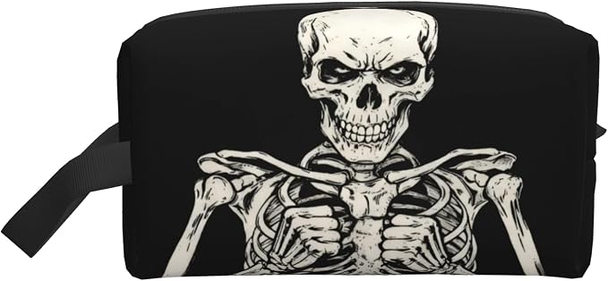 Gothic Skull Makeup Bag - Durable 600D Oxford Fabric Travel Cosmetic Bag, Shockproof Foam Padded Toiletry Organizer for Gym & Daily Use 10x6.2x4.9 Inch