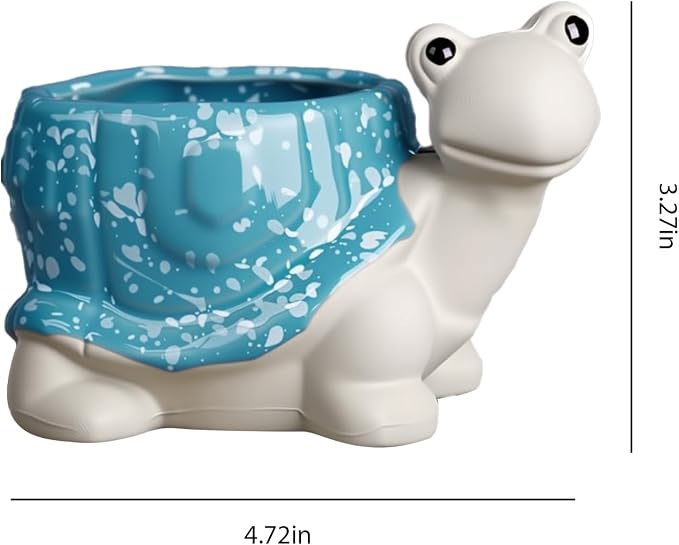 Ceramic Turtle Shaped Pen Pencil Holder for Desk Decoration Accessories Turtle Decor Makeup Brush Pen Cups Succulent Plant Pot Office School Ideal Gifts for Women, Mom or Birthdays