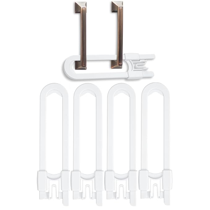 Vmaisi No Drill U-Shaped Sliding Cabinet Locks Baby Proofing, 4 Pack | Adjustable Child Safety Locks for Cabinets with Handles or Knobs, Childproof Latches for Kitchen Bathroom Storage Cupboards