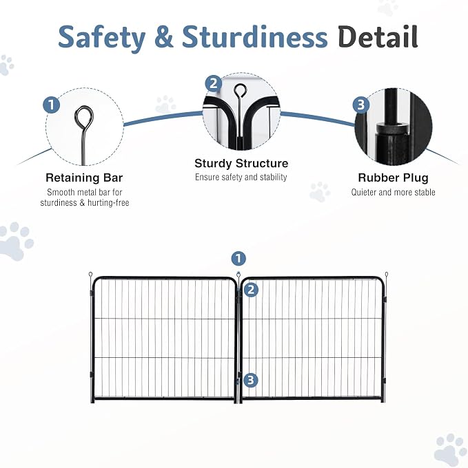 DUMOS Dog Playpen 40 Inch 2 Panels Indoor Outdoor Metal Pet Fence | Foldable Dog Play Pen with Door, Portable Exercise, RV Camping, Puppy Small Medium Large Dogs